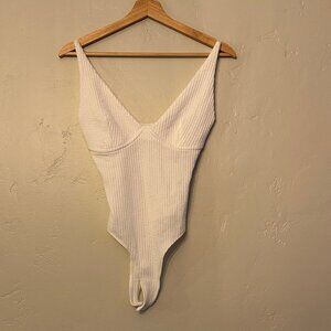 NWT Wild Fable White Ribbed Bodysuit Size Small